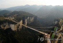 구름속 430ｍ 산책…아바타 촬영 中장가계 유리다리 20일 개통
