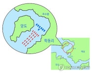 명량해전 해전은 양도-문내면 학동리 해협