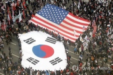 탄핵 반대 집회, 태극기와 성조기