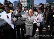 [대통령 탄핵]청와대 앞 '탄핵무효' 주장 시민
