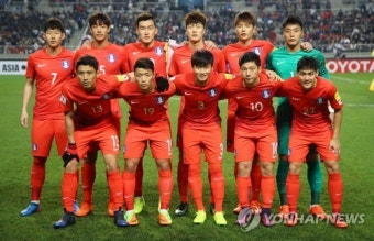 기념촬영하는 대한민국 축구대표팀