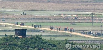 모내기철 맞은 북한 주민들 논으로 이동