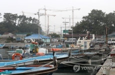 마을 뒤로 보이는 신고리 건설 현장