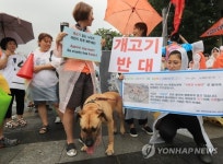 개한독립만세·이제 그만 잡수시개…초복 앞 개 식용 반대집회