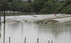 지붕만 남은 비닐하우스