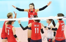 환호하는 한국 선수들