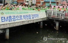 부산 감전천 EM흙공던지기