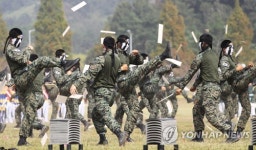 특공무술 시범 보이는 특전사 대원들