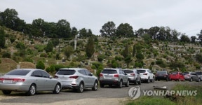 공원묘지 앞 밀리는 주차