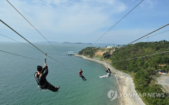 보령 14개 자매도시 주민 대천해수욕장 짚트랙 무료로 이용한다