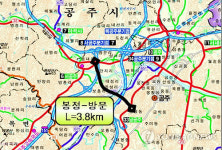 공주시 봉정∼방문 도로 공사 위치도