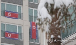 눈 맞는 인공기