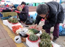 무주군 시골 장날 향긋한 봄나물 드세요