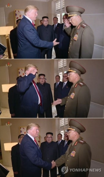 北인민무력상에 거수경례한 트럼프…미국서 찬반 논란(종합)