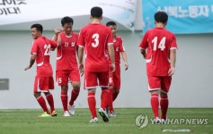 2번째 골 넣는 북한 건설노동자팀