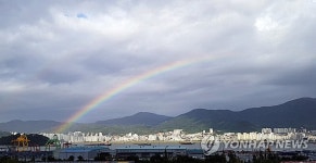 비 개인 후 무지개