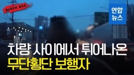 [블랙박스] 차량 사이에서 갑자기 튀어나온 보행자