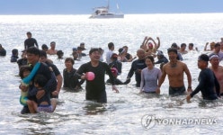 바다수영으로 새해 힘찬 출발…서귀포 펭귄수영대회 열려