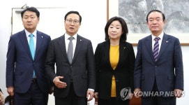 '선거법협상' 회동하는 홍영표-김관영-장병완-심상정