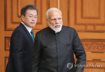 확대정상회담 입장하는 한·인도 정상