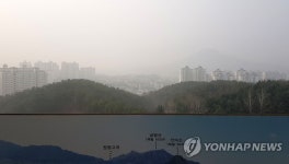 미세먼지에 가려진 춘천 안마산과 금병산