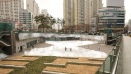 부산 송상현광장 미세먼지 프리존…안개분수·파라솔
