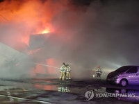 타이어 수리점서 치솟는 불길