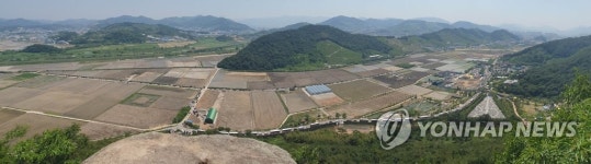 봉하마을에 길게 이어진 주차행렬