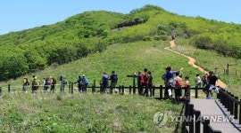 파란 하늘과 맞닿은 초여름의 곰배령