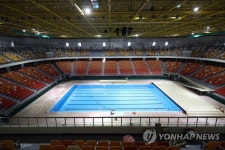 광주수영대회 아티스틱수영 경기장 막바지 단계
