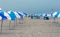 한산한 동해안 해수욕장