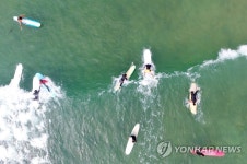 죽도해변서 즐기는 서핑