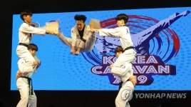 인도 동부 부바네스와르에서 열린 태권도 시범단 공연