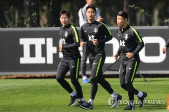 회복훈련하는 축구대표팀 선수들