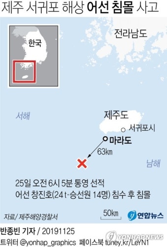 [그래픽] 제주 서귀포 해상 어선 침몰 사고