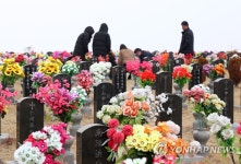 조상 묘 찾아 성묘하는 후손