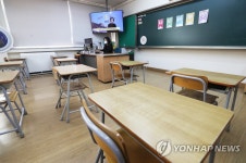 텅 빈 교실에서 온라인으로 만나는 학생과 교사