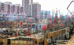 평양종합병원 건설장 기초공사 착착 진행