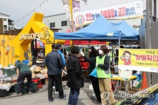 발열체크하고 입장하는 가평5일장