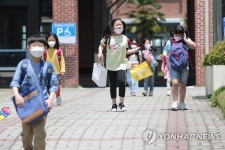 집으로 돌아가는 초등학교 저학년들
