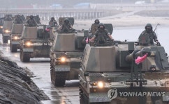 서북도서순환훈련 기동하는 K9 자주포