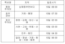 경남 거제·통영 호우경보
