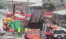 적재함 들어올린채 달리던 화물차, 경인고속도로 표지판 파손
