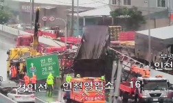 적재함 들어올린채 달리던 화물차, 경인고속도로 표지판 파손