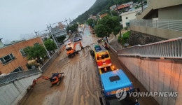 대전 한 도로에 흘러내린 토사