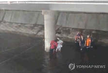 도림천 고립 시민 구조하는 소방대원들