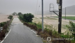 충주 영덕천 제방 붕괴…논·도로 침수
