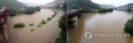 춘천 옛 강촌역 주변 침수