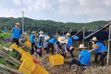 총리실 직원들, 충북 옥천서 수해 복구 봉사활동