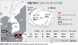 [그래픽] 태풍 '바비'와 경로가 유사한 과거 태풍